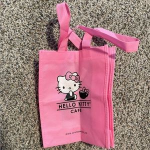 Pink kawaii hello kitty cafe small reusable shopping bag